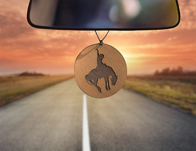 Bronc Rider Leather Car Freshener