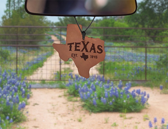 Texas Est. 1845 Leather Car Freshener