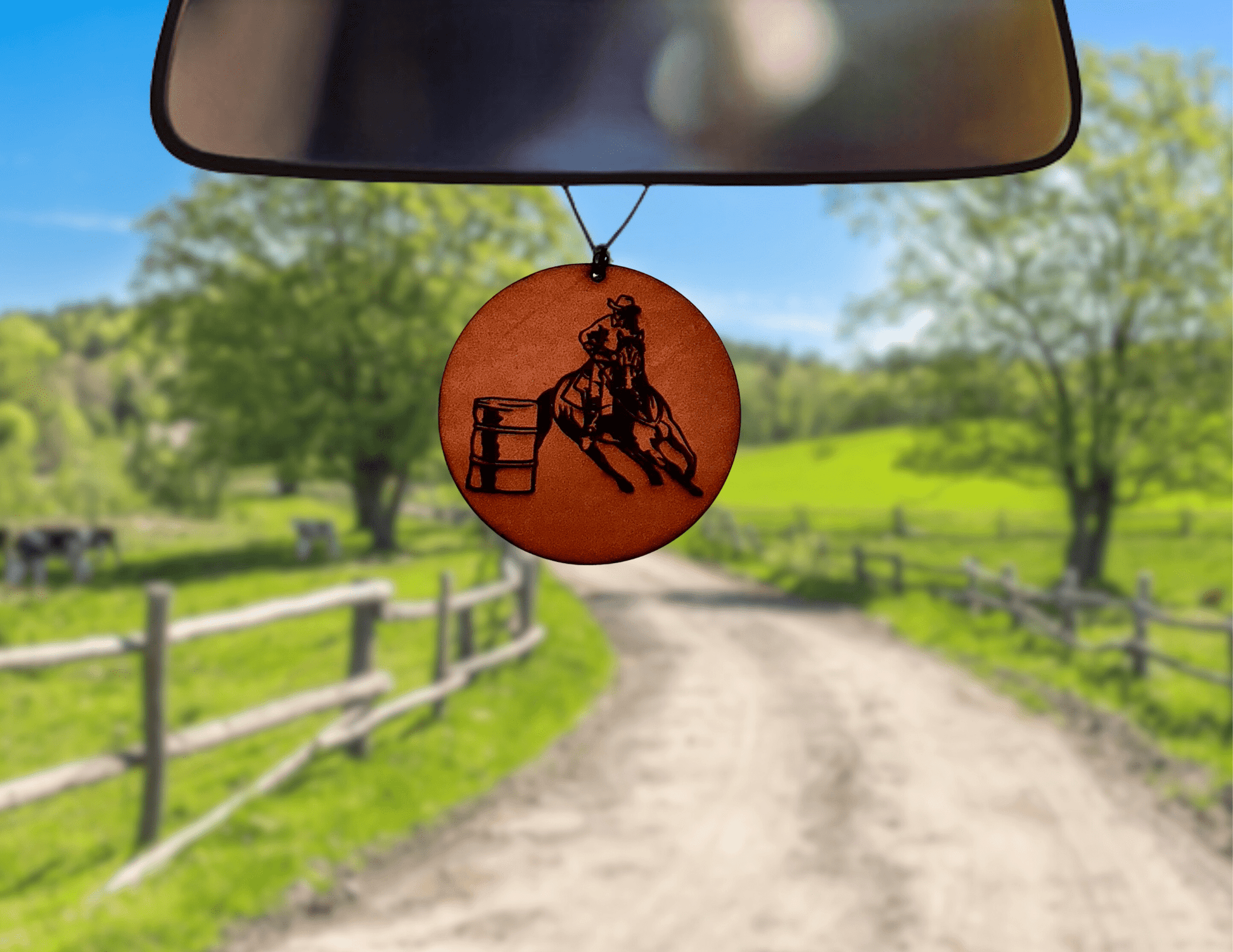 Barrel Racer Leather Car Freshener - Dusty Road Farm