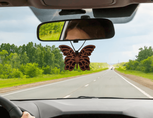 Butterfly Scroll Leather Car Freshener - Dusty Road Farm