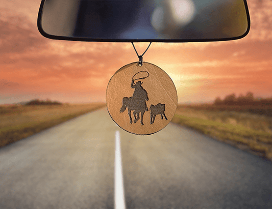 Calf Roper Leather Car Freshener - Dusty Road Farm