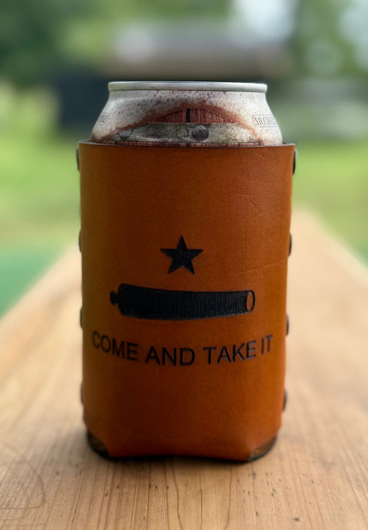 Come And Take It Leather Can Cooler - Dusty Road Farm
