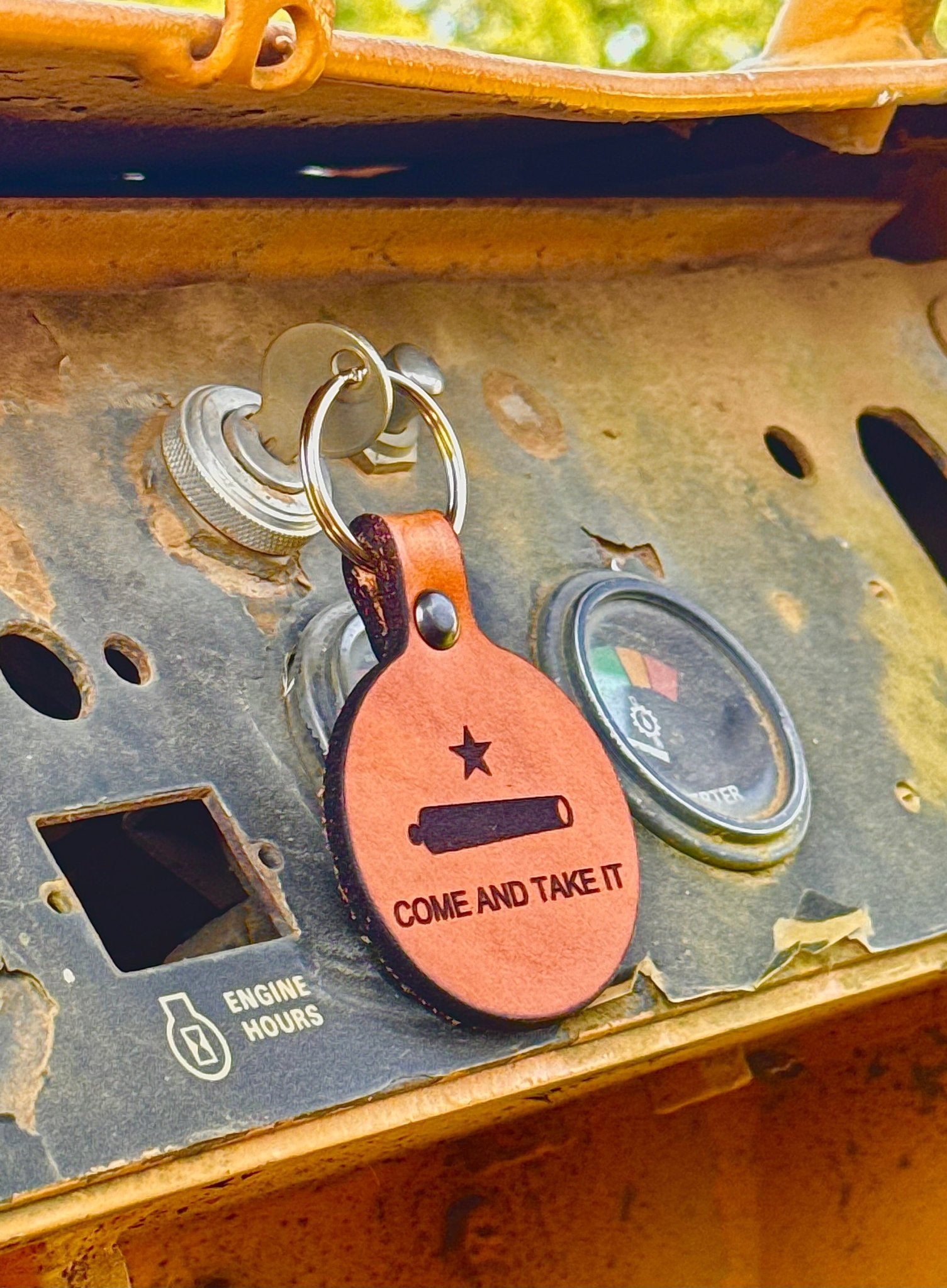 Come and Take It Leather Keychain - Dusty Road Farm