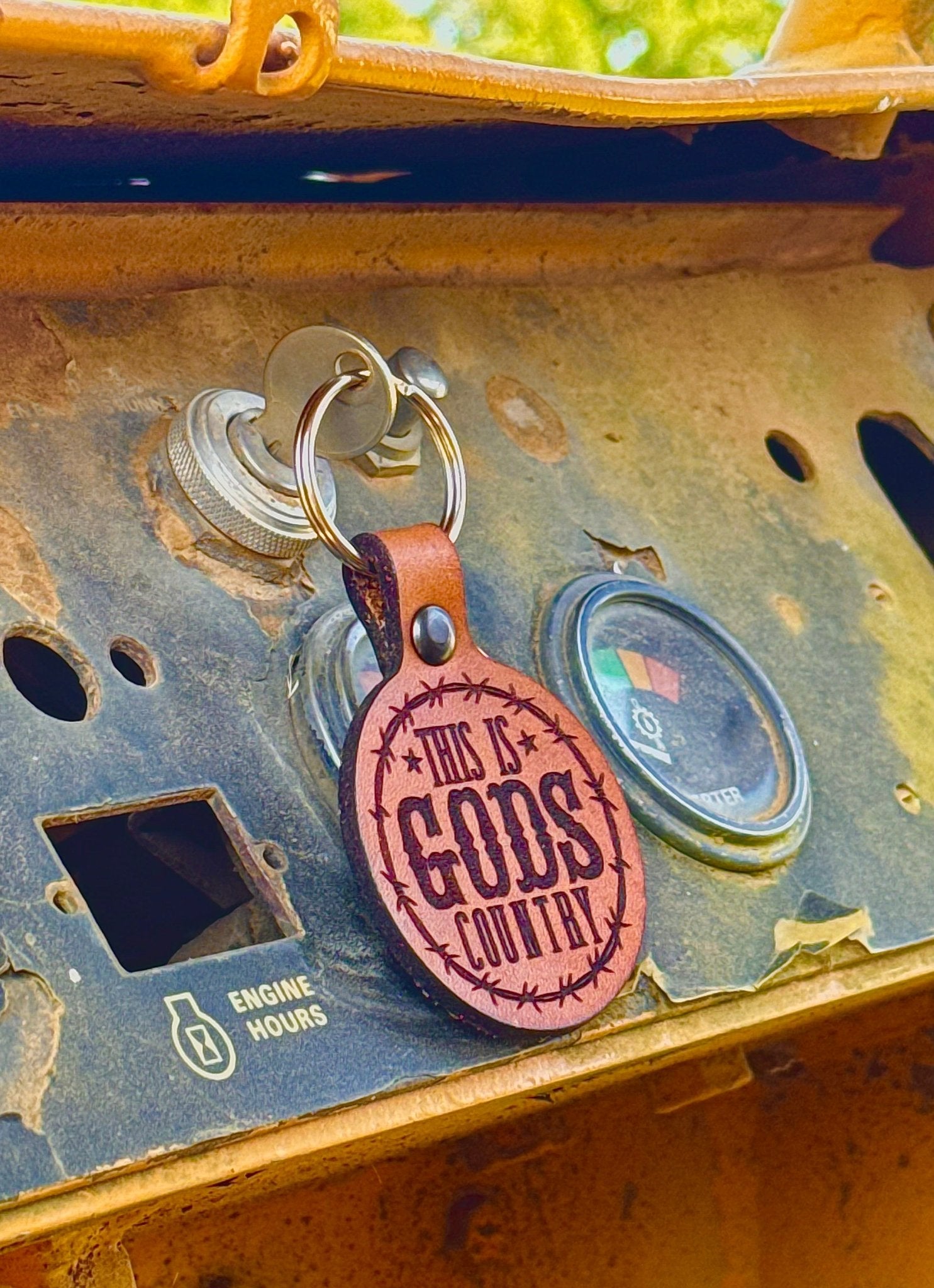 Gods Country Leather Keychain - Dusty Road Farm