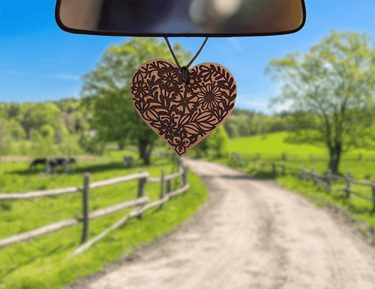 Heart w/Scroll Leather Car Freshener - Dusty Road Farm
