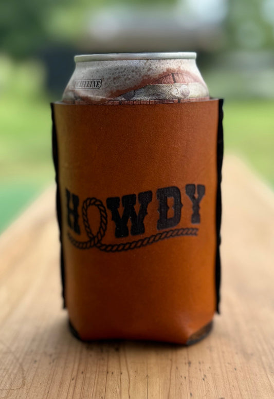 Howdy Leather Can Cooler - Dusty Road Farm