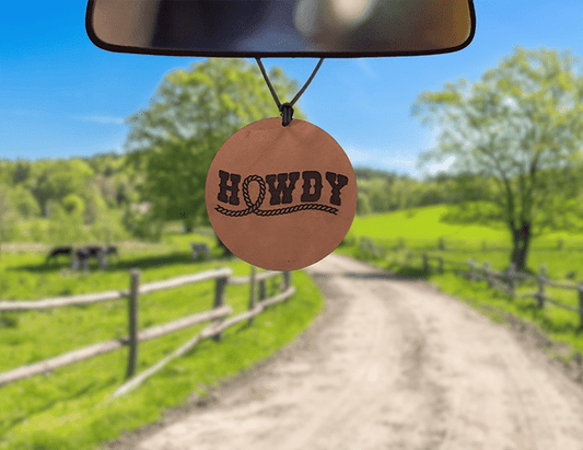 Howdy Leather Car Freshener - Dusty Road Farm