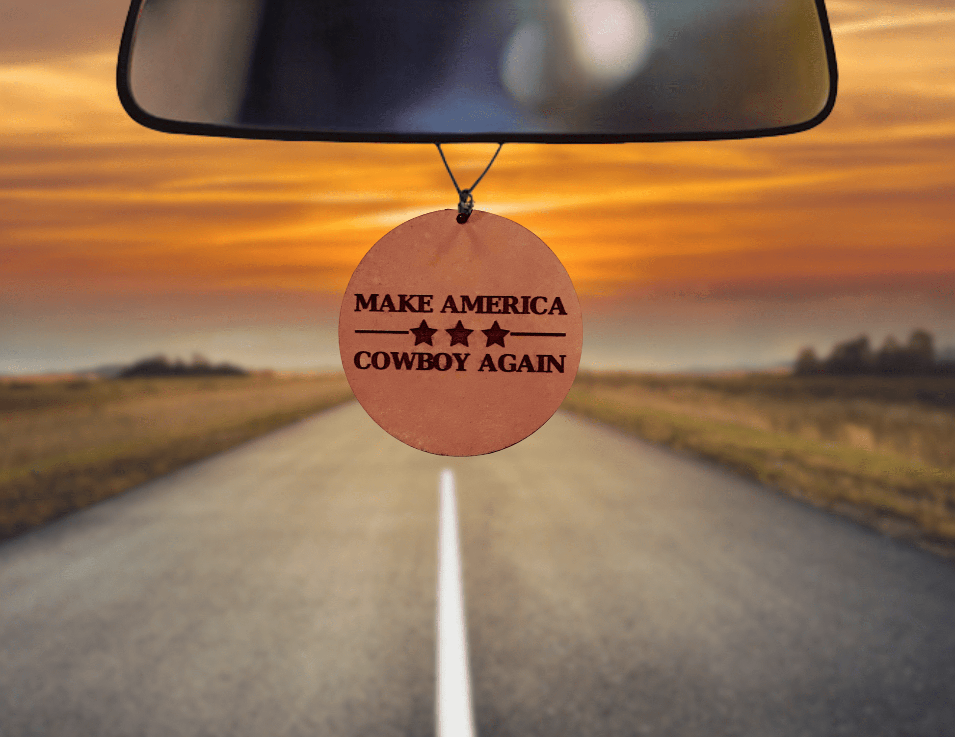 Make America Cowboy Leather Car Freshener - Dusty Road Farm