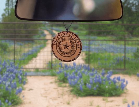 Texas State Seal Leather Car Freshener - Dusty Road Farm