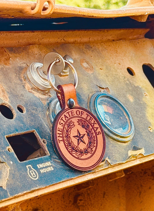 Texas State Seal Leather Keychain - Dusty Road Farm