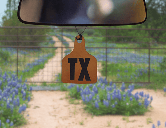 TX Ear Tag Leather Car Freshener - Dusty Road Farm