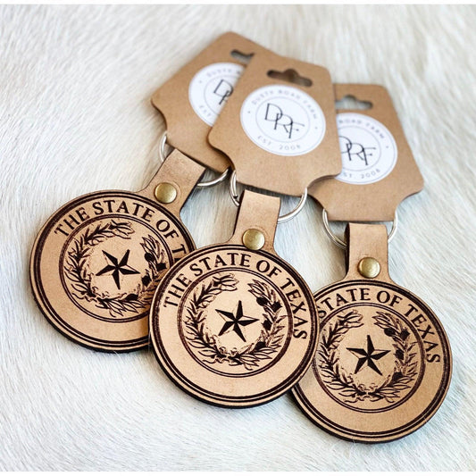 Keychain Leather Texas State Seal
