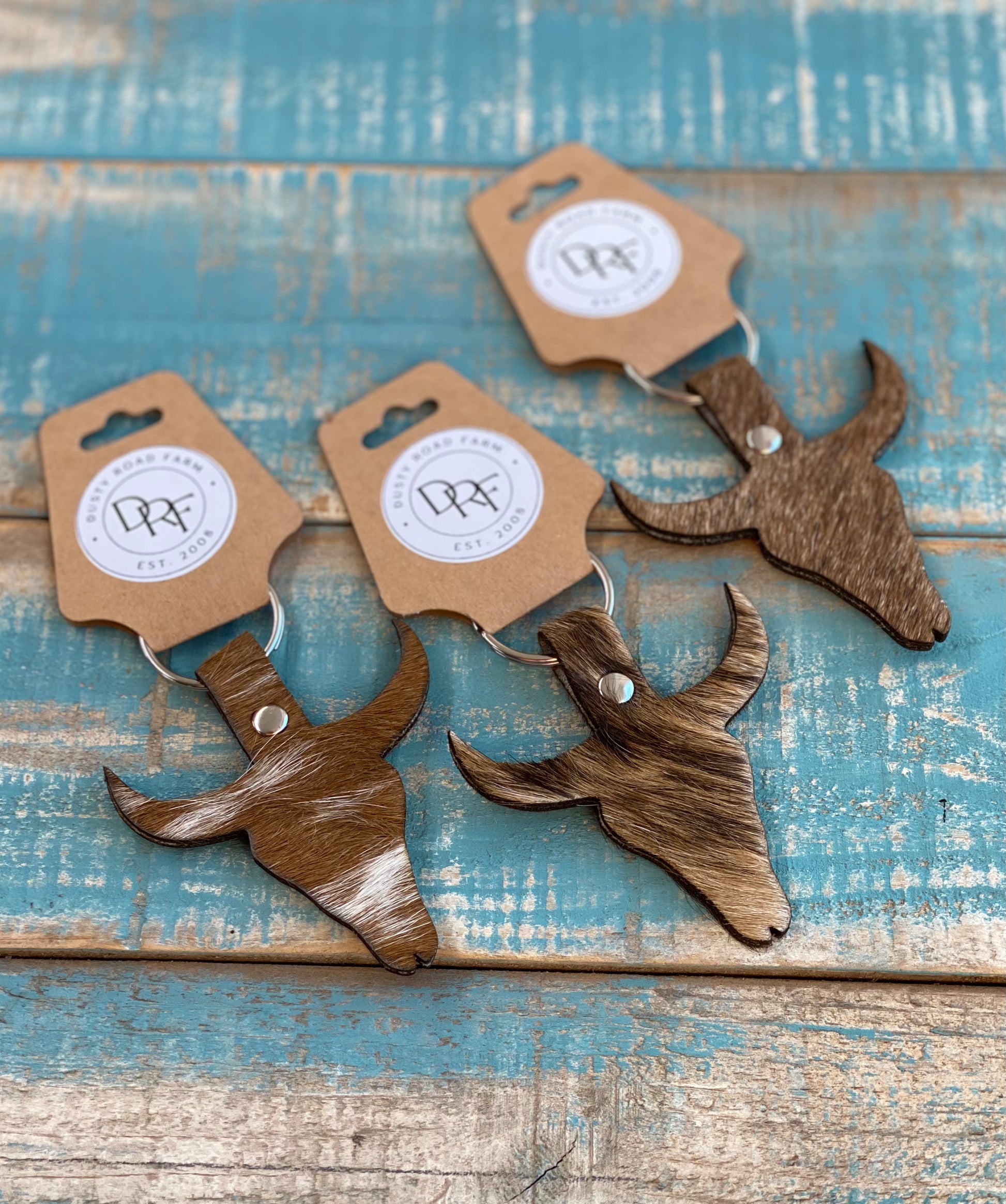 Steer Head Cowhide Keychain - Dusty Road Farm