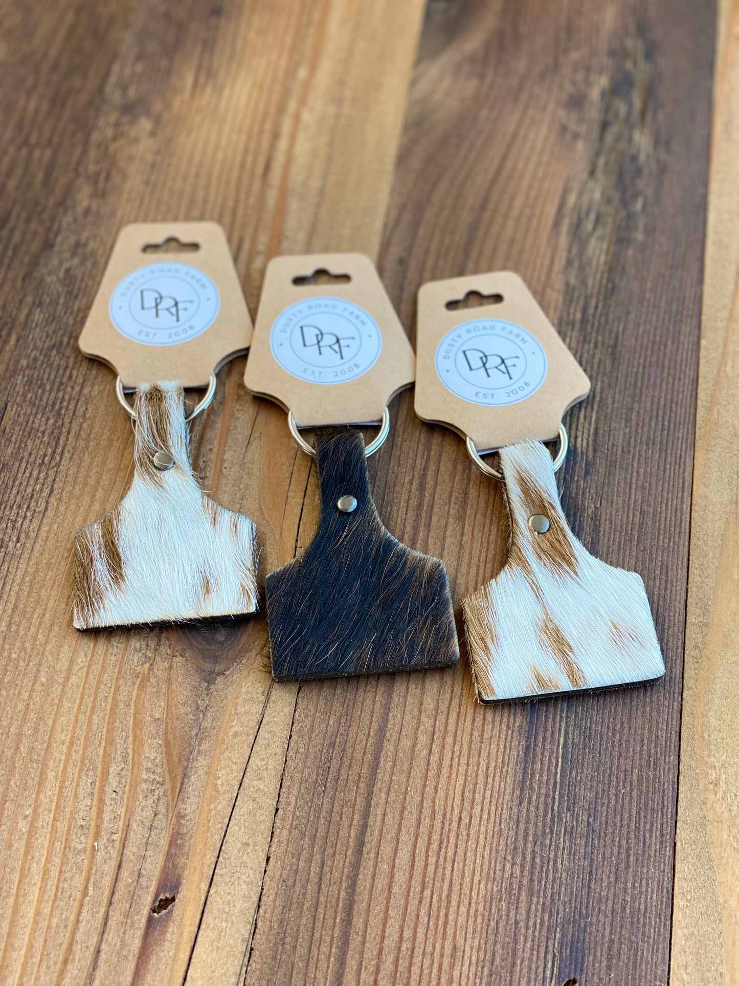 Ear Tag Cowhide Keychain - Dusty Road Farm