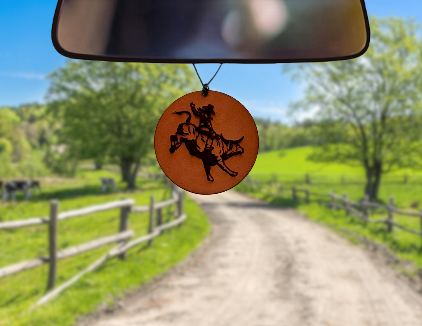 Bull Rider Leather Car Freshener