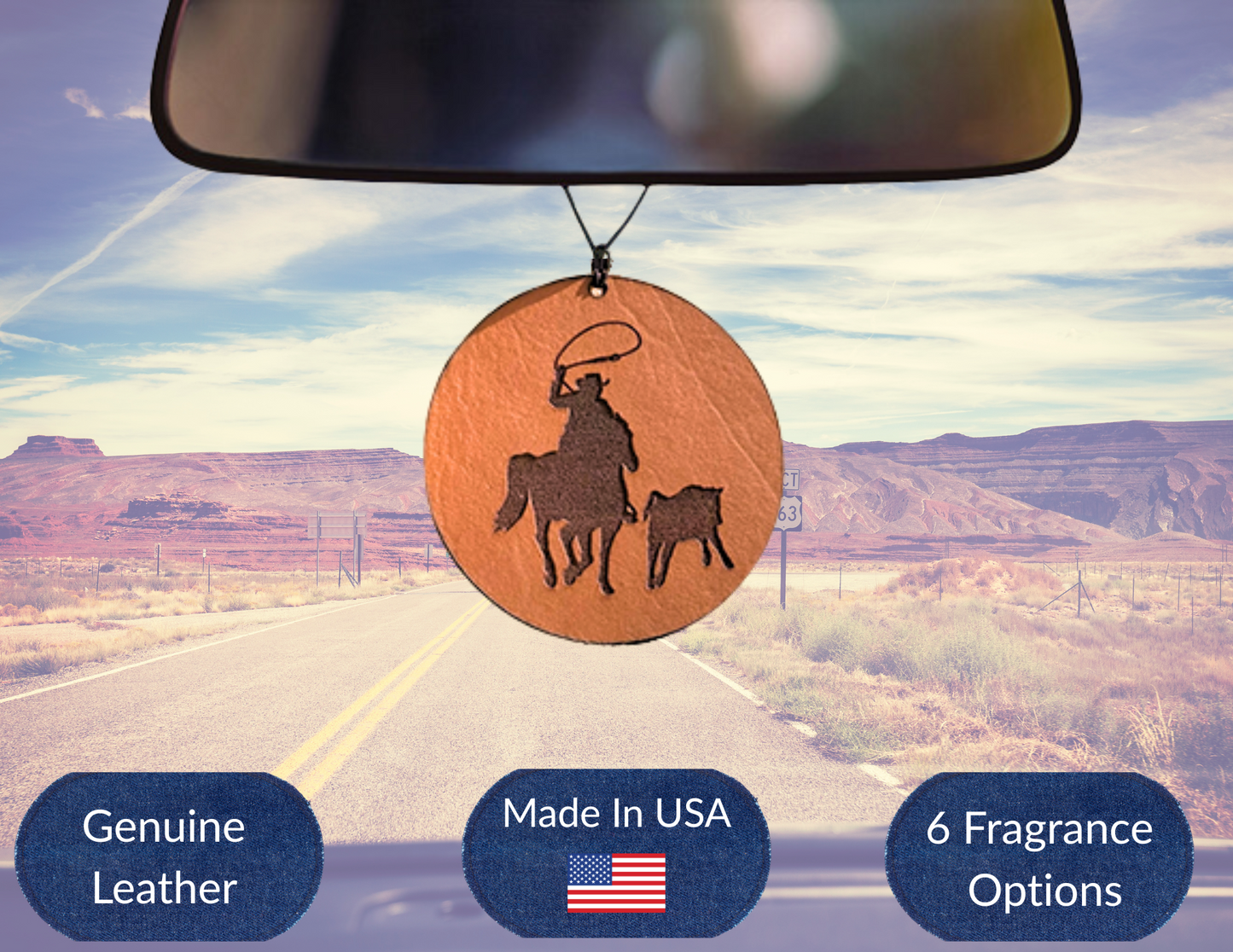 Calf Roper Leather Car Freshener