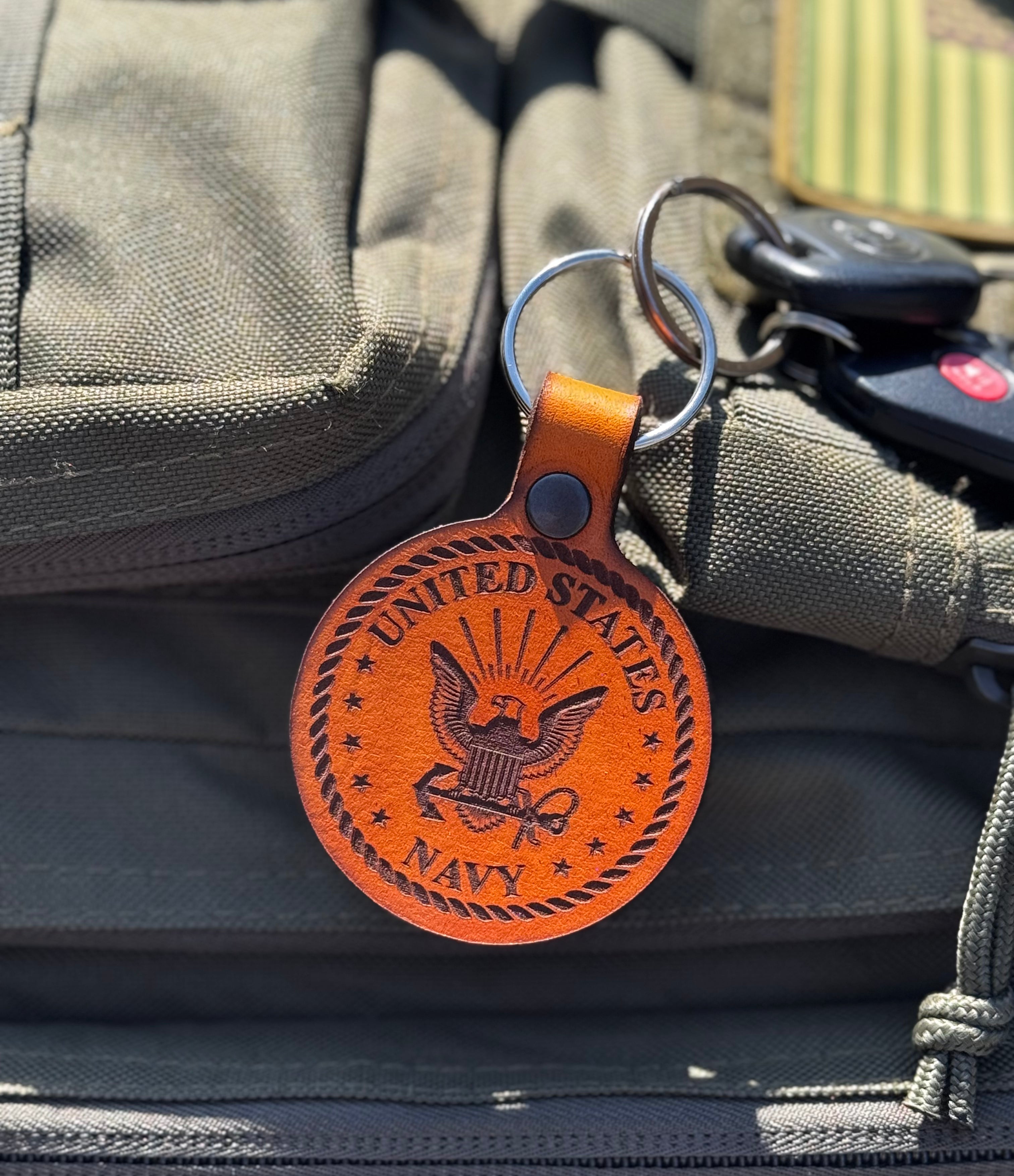 US Navy Leather Keychain – Dusty Road Farm