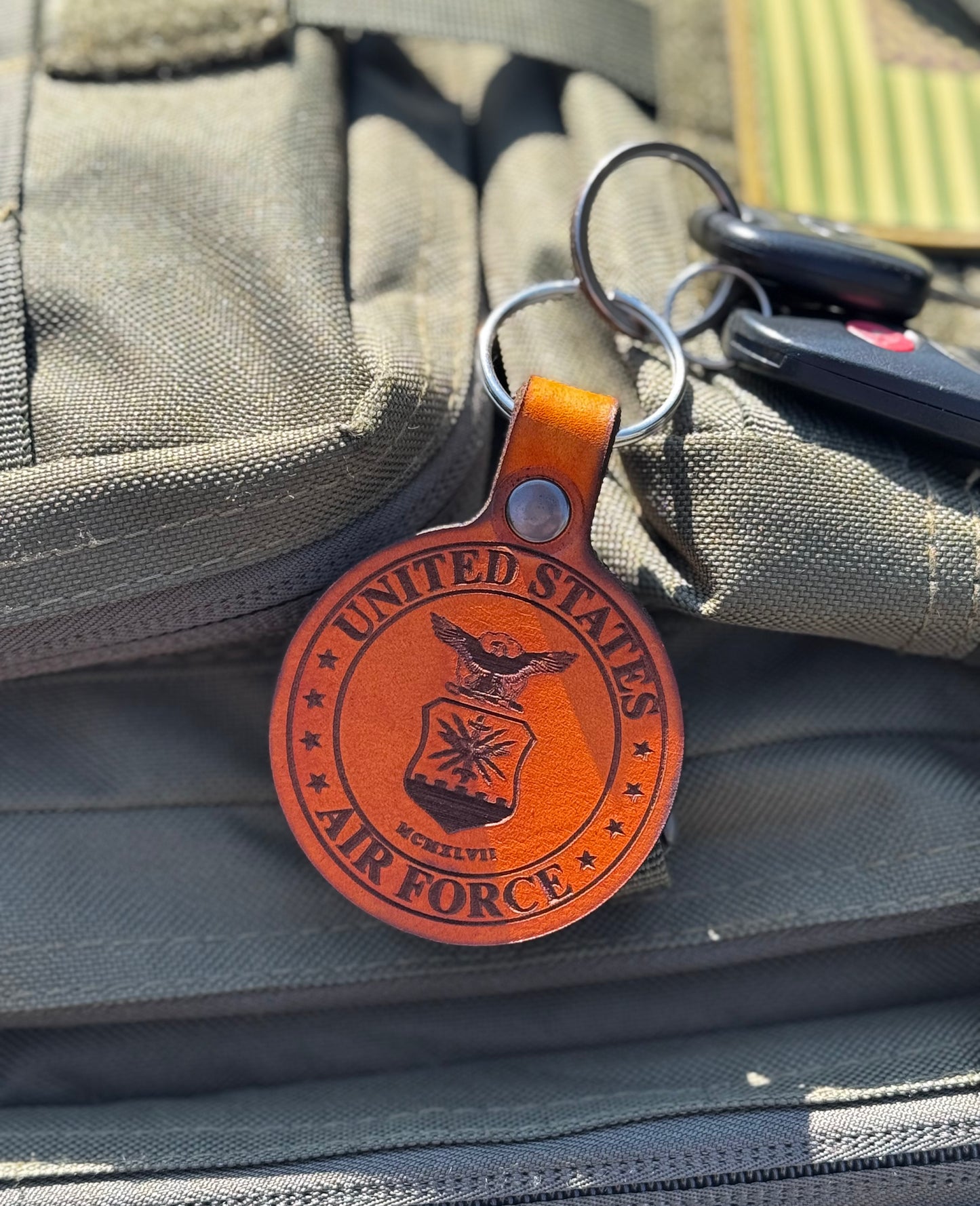 US Air Force Leather Keychain