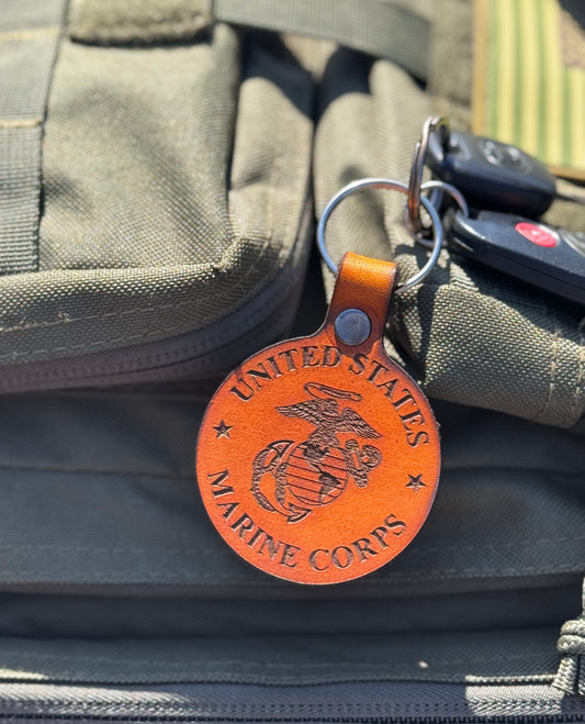 US Marine Corp Leather Keychain