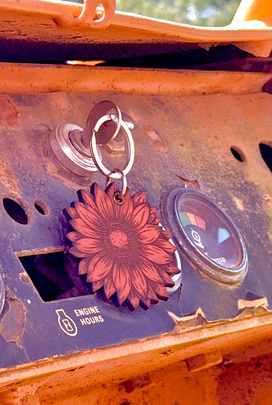 Sunflower Leather Keychain