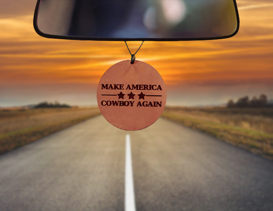 Leather Car Freshener with sunset