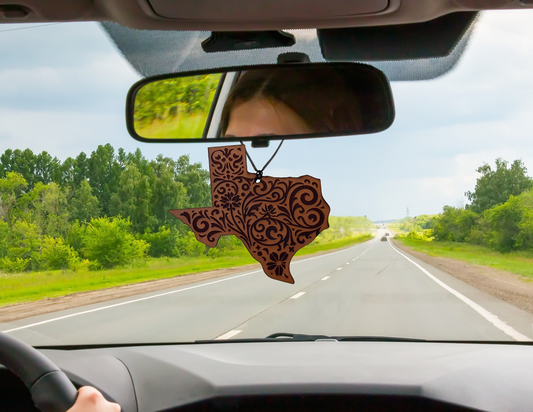 Texas Flowers Leather Car Freshener