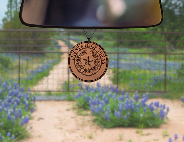 Texas State Seal Leather Car Freshener