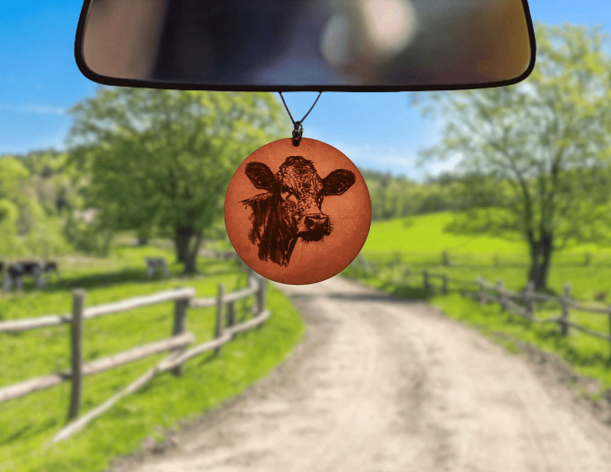 Cowhead Leather Car Freshener - Dusty Road Farm