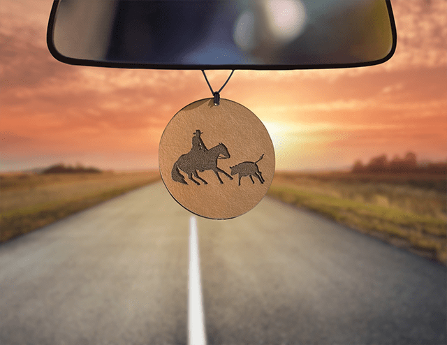Cutting Horse Leather Car Freshener - Dusty Road Farm