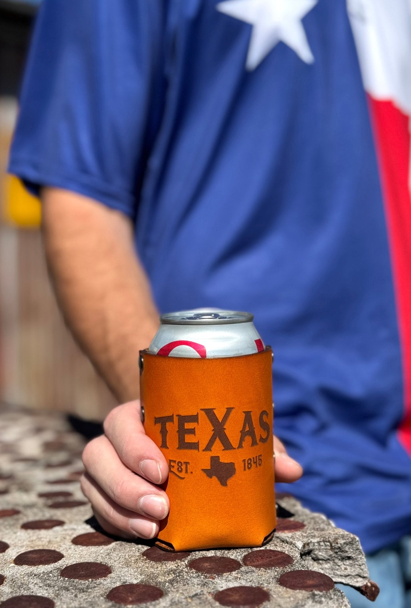 Texas 1845 Leather Can Cooler - Dusty Road Farm
