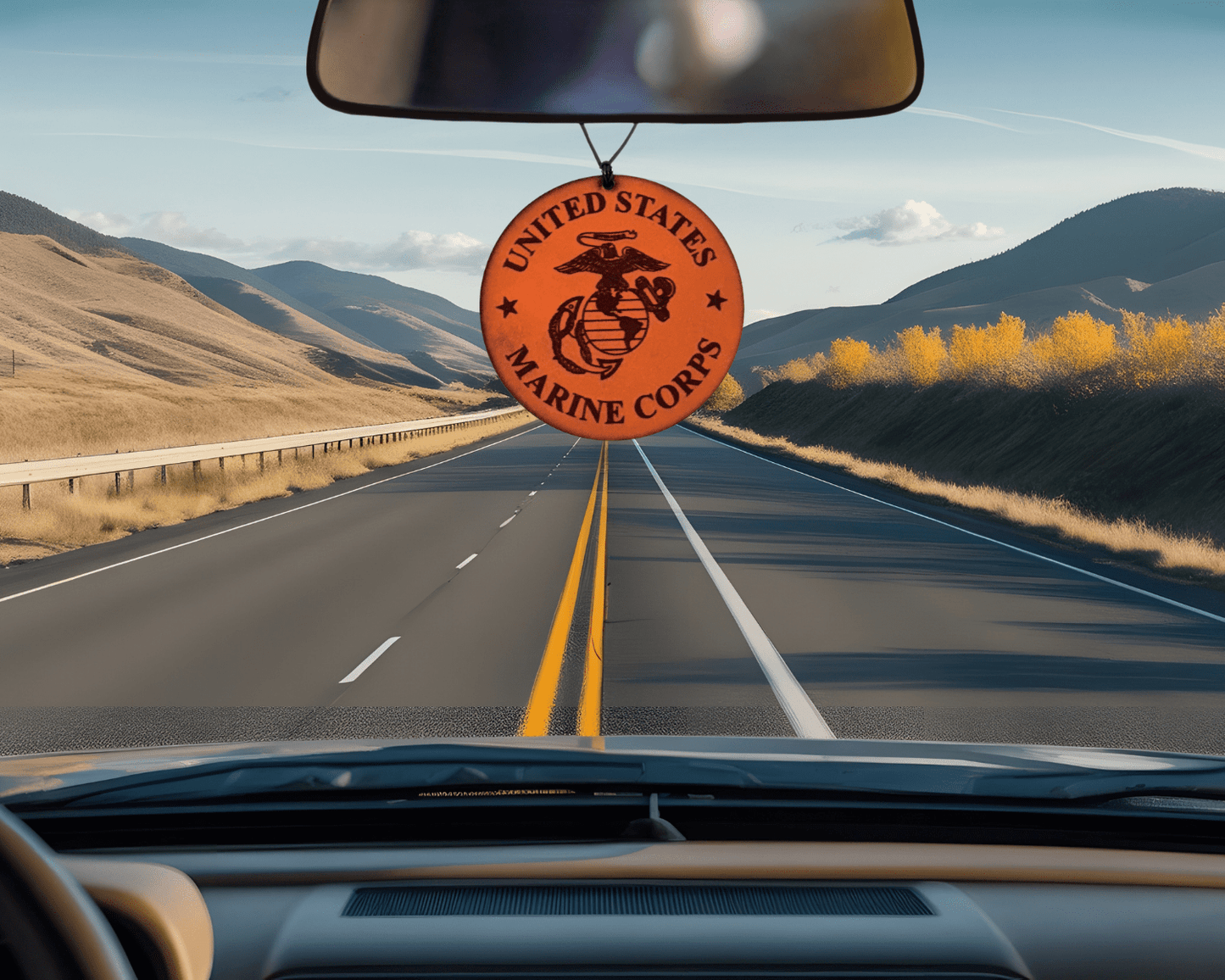 US Marine Corps Leather Car Freshener - Dusty Road Farm